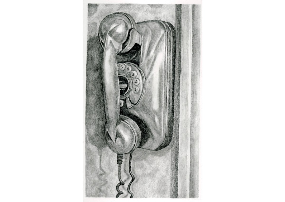 student drawing of a telephone