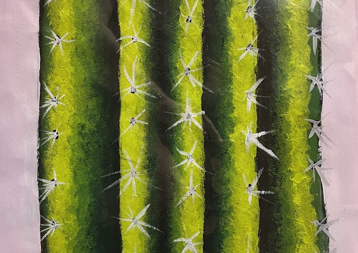 student painting of a cactus