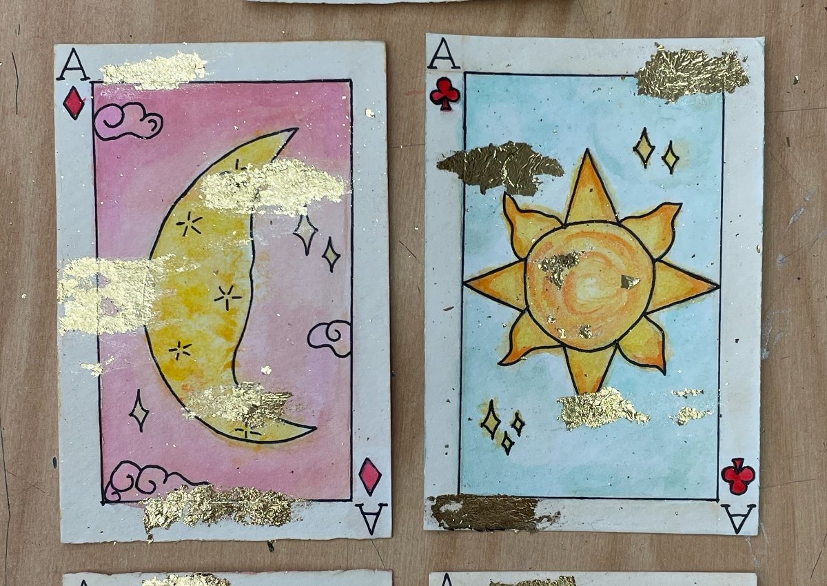 student hand drawn playing cards