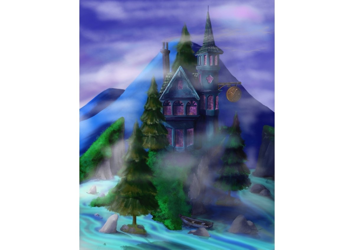 student digital artwork of a castle on an island